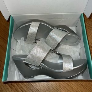 Silver heels sandals